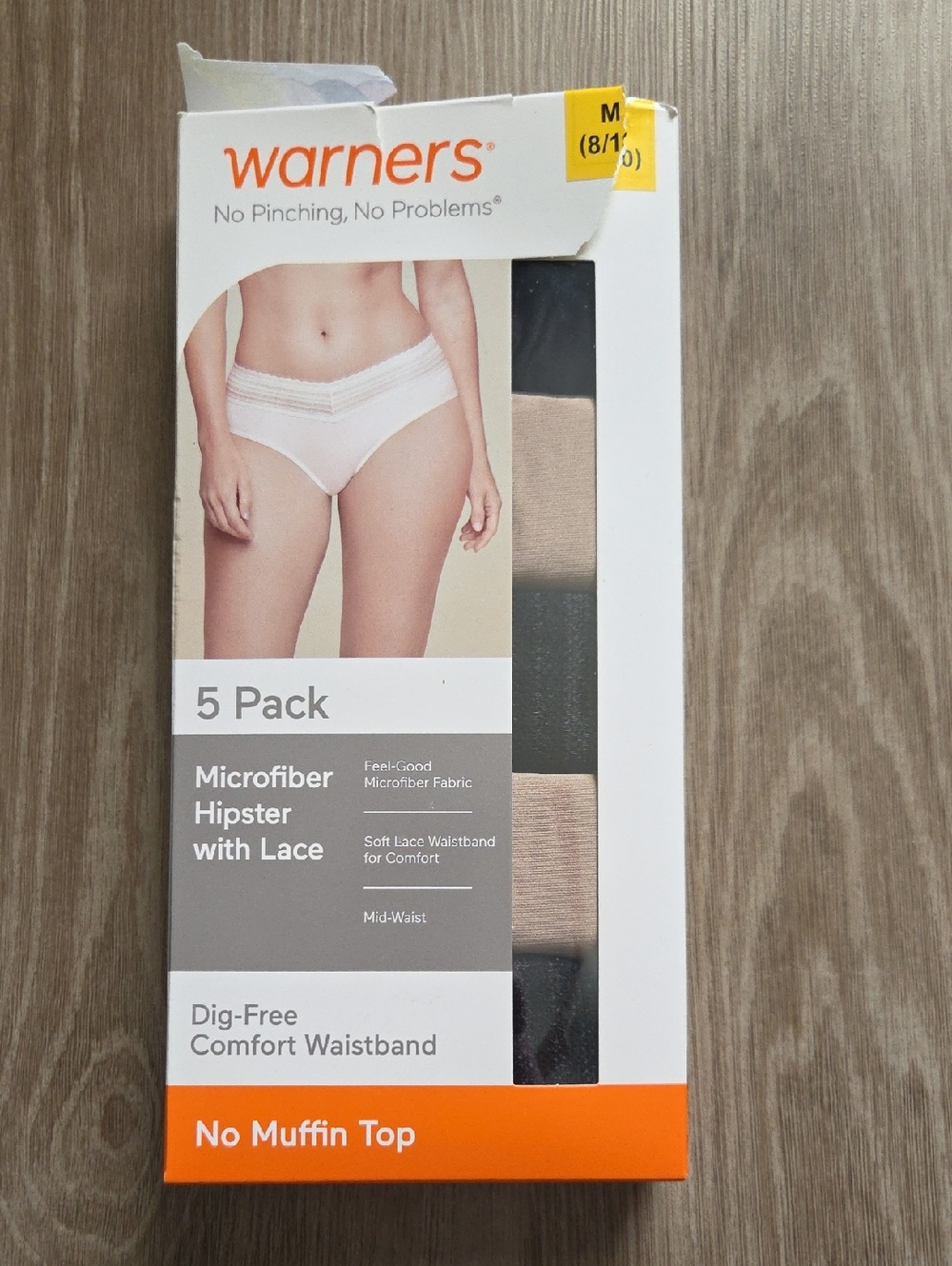 Warners 5-Pack Microfiber Hipster Panties - Black & Nude